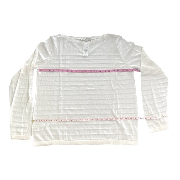 LOFT Cream Striped Sweater - XL - Picture 4 of 7
